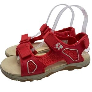 Jack Wolfskin Kids Shoes Kreisel Sandals Sz 4.5 Red Strappy Velcro Flat Unisex